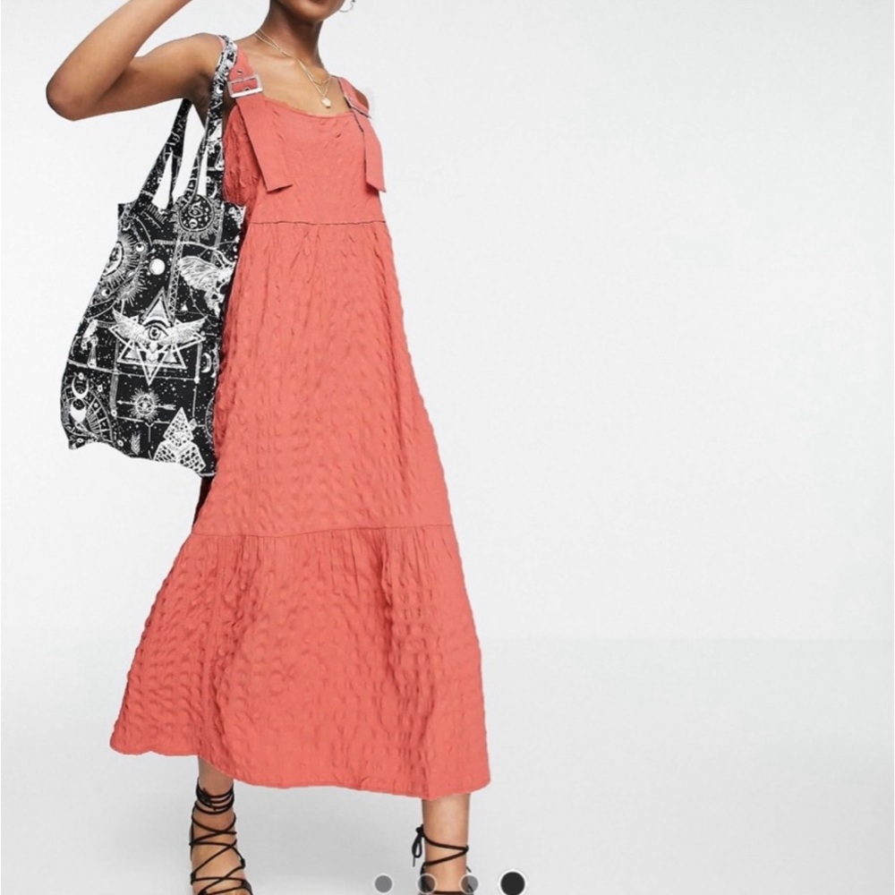 ASOS Overall Sleeveless Midi Dress With Buckles Size 6